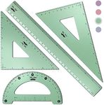 Mr. Pen- Geometry Set, 4 Pack, Light Green, Metal Geometry Kit, Triangle Ruler, Metal Ruler, Drafting Triangles, Metal Protractor, Metal Set Square, Drafting Ruler, Drafting Set