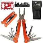 DIY TECH UK - 23 in 1 Pliers Multitool + Free 48 in 1 Wallet Tool - Extra Strong High Carbon Stainless Steel - Wire Cutter, Screwdrivers, Bottle and Tin Opener, Saw, Knife, File - with Pouch - Orange