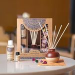 Amogha Ceramic Lavender Khus Fragrance Giftset With Decorative Pot, Reed Diffuser Oil (50Ml), 8N Reed Sticks, Potpourri(50G), 1N Potpourri Refresher Oil (8Ml) Free