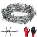 Barbed Wire 1.6mm x 7.7 Metres (25ft) 18 Gauge 4 PT Carft Wire, Real Barb Wire Easy to Bend Perfect for Yard or Crafts (7.7M(25ft))