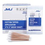 JMU 3" Cotton Tipped Applicator, Non Sterile Cotton Swab with Wooden Handle Medical Grade, 1000 Pieces, 10 Punch