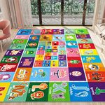 PartyKindom Play Rug Mat Playmat with Non-Slip Design Playtime Collection ABC, Shape, Season, Month, Opposite and Animal Educational Area Rug for Bedroom Playroom (200x150cm)