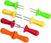 Zyliss Corn Cob Holders, Plastic/Stainless Steel, Multicoloured, 8X Holders/Skewers/Forks for Corn Cobs, Dishwasher Safe