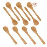 JMGO Wooden Spoons 30 Pcs Small Wooden Spoon for Cooking Condiments Spoons, 4.72 inch Wooden Teaspoon for Honey