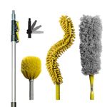 DOCAZOO Dusters - Feather Telescopic Dusters/Cobweb Duster/Ceiling Fan Duster/Cleaning Attachments (3pc and 5-12ft Extension Pole)