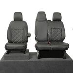 UK Custom Covers SC639BAD2 Tailored Leatherette Bentley Front Seat Covers (WITH Folding Middle Seat) Black - To Fit Vauxhall Vivaro Sportive 2014-2019