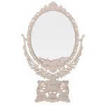 Amosfun 1PC Beauty Mirror Cosmetic Mirror countertop Mirror Heart Decor Metal Decor Tabletop Mirror with Stand Round Tabletop Mirror Desktop Type Mirror Dressing Table Mirror Make up Miss