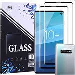 [2+2 Pack] Samsung Galaxy S10 Plus Tempered Glass Screen Protector + Camera Lens Protector 3D Full Coverage[Anti-Scratch] HD Fingerprint Unlock Protector for Galaxy S10 Plus