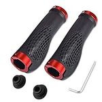 Wolike Bike Handlebar Grips Ergonomic, 2 Sides Locking, TPR Rubber Anti-Slip Handle Grip, Bicycle Grips Fits MTB/BMX/Mountain/Downhill/Foldable/Urban Bicycles/Scooter (Red)