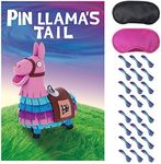 Fortnites Party Supplies,Pin the Tails on Llama,Pinata Party Games,Large Poster wiht 24PCS Tails Stickers for Kid's Video Game Theme Party Decorations