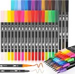 SUPER TOY 36 Shades Dual Tip Brush Marker Fineline Color Pens Set for Coloring Calligraphy Double Sided Art Markers for Kids Adult Artist, Journal, Doodling, Writing, Coloring Books