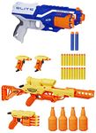 Nerf Disruptor Elite Blaster 6-Dart Rotating Drum, includes 6 Official Elite Darts - Multicolor & Alpha Strike Battalion Set - includes 4 Blasters, 4 Half-Targets, and 25 Official Elite Darts