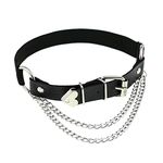 alisikee Adjustable Leather Leg Ring Belt with Chains, Elastic Punk Thigh Belt for Ladies, Black