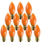 12 Pack C9 Orange Light Bulb Ceramic Incandescent 7 Watt E17 Intermediate Base Replacement C9 String Lights Bulbs Colored Light Bulb Orange Bulb Holiday Decorations Halloween Bulb