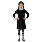 Spooktacular Creations Black Girls Collar Dress School Girl Costume Wig Velvet Skater Dress Kids Halloween(Medium (8-10 YRS))