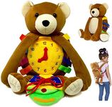 Buckle Toy Bear Backpack - Toddler Backpack & Stuffed Animal Learning Activity - Develops Fine Motor & Basic Life Skills - Soft Plush Kids Travel Toy - Billy Bear