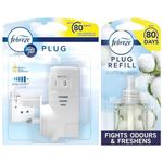 Febreze Ambi Pur Plug In Diffuser Air Freshener Electrical Device + 1 Refill - Odour Eliminator Home & Office Fragrance - Cotton Fresh 20ml