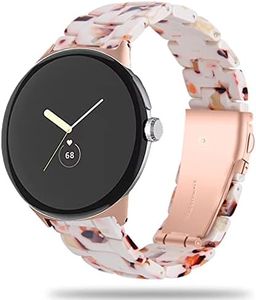 Miimall Compatible Google Pixel Watch 2/Pixel Watch Resin Band,Slim Resin Adjustable Band for Women Men,With Stainless Steel Buckle, Replacement Bracelet Wristband for Google Pixel Watch(Nougat White)
