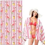 Lubibi Microfiber Beach Towel Set - Extra Large, Sand-Free, Lightweight Stylish Beach Towel, with Flamingo and Pineapple Patterns, for Kids, Adults, Family, Travel, Gym and Pool(80 * 160cm)