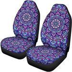 Coloranimal Mandala Flower Car Seat Cover Boho Hippie Design Bucket Seat Protector Only 2 Piece,Bohemian Decor Comfort Cover for Trucks,Vehicle,Cars,Auto Accessories,Purple