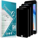 Slanku 3 Pack Privacy Screen Protector For iPhone SE 3/2 (2022/2020 Edition), iPhone 8, IPhone 7 Tempered Glass, Anti-Spy, 9H Hardness, Case Friendly, Bubble Free, Anti Scratch