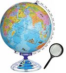 Surya Globe for Kids, 12 inch diameter with monuments Mittal Educational World Globe with 75mm Magnifying Glass for Kids/Office Globe/Political Globe/Globes for Students Desk & Table Top Political World Globe