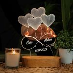 WEHATKE Personalized Customized Couple Name with Date 3D Illusion Led Lamp for Couple Valentine Gift, Birthday AnniversaryGift, Husband Wife Gift, Wedding Gift (Single Color)