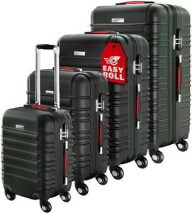Monzana® Travel Suitcase Set 4 Piece | ABS Hard Shell Luggage | 4X Spinner Wheels | Anti-Scratch | Carry On Bag Small Cabin Medium Large XL Trolley Cases | Built in Lock | Black