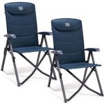 TIMBER RIDGE Folding Camping Chairs 2 Set for Adults Adjustable Heavy Duty Outdoor Chair 4-Position, High Back Oversized Recliner Garden Chair Luxury for Dining Beach Picnic, Support 150kg, Blue