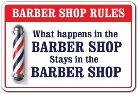 SignMission What Happens in The Barber Shop Decal Men Club Haircut Stylist Salon | Indoor/Outdoor | 9" Tall