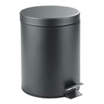 mDesign Small Modern 5 Liter/1.3 Gallon Round Metal Lidded Step Trash Can, Compact Garbage Bin with Removable Liner Bucket and Handle for Bathroom, Kitchen, Craft Room, Office, Garage - Graphite Gray