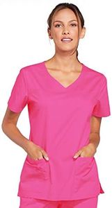 Cherokee Maglia da Lavoro da Donna Core Stretch Mock Wrap Scrubs, Rosa Shocking, XXXXL