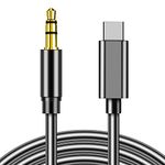 For Samsung Galaxy S23 S23+ S23 Ultra S22 S22+ S22 Ultra S24 S24+ S24 Ultra S21 FE S20 FE USB C to 3.5mm Audio Adapter Hi-Fi Stereo Type C to Aux Headphone Male Cord Car Auxiliary Cable (BLACK)