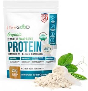 LIVEGOOD Complete Plant Based Protein Powder with Organic Pea Protein and Essential Amino Acids for Muscle Support, Recovery, Energy and Daily Nutrition, Vanilla Protein Supplement (30 Servings)