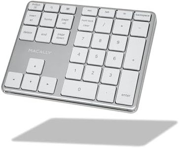 Macally Bluetooth Number Pad for Laptop - Rechargeable Wireless Numeric Keypad - Slim 35 Key Wireless Number Pad for Data Entry, 10 Key Numpad Compatible with Mac, MacBook, iPad, PC Desktop, Windows