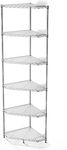6-Tier NSF Metal Corner Shelf Wire Shelving Unit - 600lbs Capacity, Adjustable, with leveling feet & Shelf Liners - Ideal for Garage, Kitchen - 20" L x 20" D x 72" H - Pentagonal-Shape - Chrome