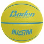 Baden Junior All Star Deluxe Rubber Basketball, Indoor and Outdoor Ball, Yellow and Blue, Size 4