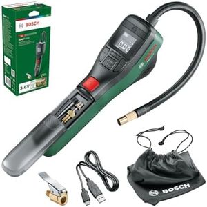 Bosch Cordless Electric Air Pump, Mini Compressor, Rechargeable, 150 PSI, 3.6 V, Autostop Function, LED, USB-C, Portable (EasyPump EU with additional bike adapter)