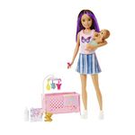 Barbie Doll and Accessories, Crib Playset with Skipper Doll, Baby Doll with Sleepy Eyes, Furniture and Themed Accessories, Babysitters Inc., HJY33