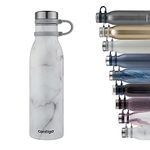 Contigo Matterhorn Stainless Steel Water Bottle, 10 Hours Hot & 24 Hours Cold with Thermalock Vacuum Insulation I Spill Proof & Leak Proof BPA Free Bottle with Premium Graphics I White Marble, 590 ML