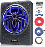 Seventour 1200W 10" Slim Under Seat Powered Car Subwoofer, Car/Truck Audio Sub with Built in Amplifier amp Combo Package, with RGB LED Light(Subwoofer + Mounting Wire Kit)