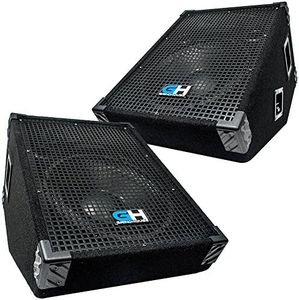 Grindhouse Speakers - GH12M-Pair - Pair of 12 Inch Passive Wedge Floor / Stage Monitors 350 Watts RMS each - PA/DJ Stage, Studio, Live Sound 10 Inch Monitor