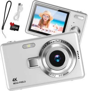 44MP 1080P Digital Camera, Silver – High-Resolution Photography