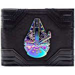 The Last Jedi Star Wars Millennium Falcon Iridescent Badge Han Solo Wallet Bi-Fold ID & Card Holder, Black