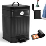 Pupzle Small Dog Poop Trash Can Outside, 1.3 Gal Metal Small Outdoor Trash Can with Lid for Dog Poop, Dog Waste Container with Pedal, Dog Poop Garbage Can, Dog Poop Trash Can, Backyard Odor Control