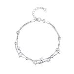 Star Bracelet Bangle S925 Sterling Silver Double Layer Cuff Hand Chain Jewelry for Women Ladies