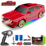Ruxrcni Remote Control Cars 1:16 Scale RC Drift Car 2.4Ghz 30KM/H High Speed 4WD RTR Racing Car with Drift Tires LED Lights 2PCS Rechargeable Batteries RC Sport Cars Toys for Adults Kids Gift,Red