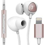 Thore iPhone Earphones (Apple MFi Certified) V110 in Ear Braided Wired Lightning Earbuds (Sweat/Water Resistant) Headphones with Mic/Volume Remote for iPhone 12/13/14 Pro Max - Gold