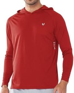 NORTHYARD Men's UPF 50+ Hoodie Shirts Long Sleeve Sun Protection Fishing Swim Beach UV SPF Rash Guard Quick Dry Lightweight RED 4XL