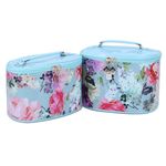 NFI essentials Set of 2 Piece Makeup Box Cosmetic Box Jewellery Box Trousseau Box Vanity Box Organizer Makeup Kit for Girls Big Set Box Makeup Pouch Set